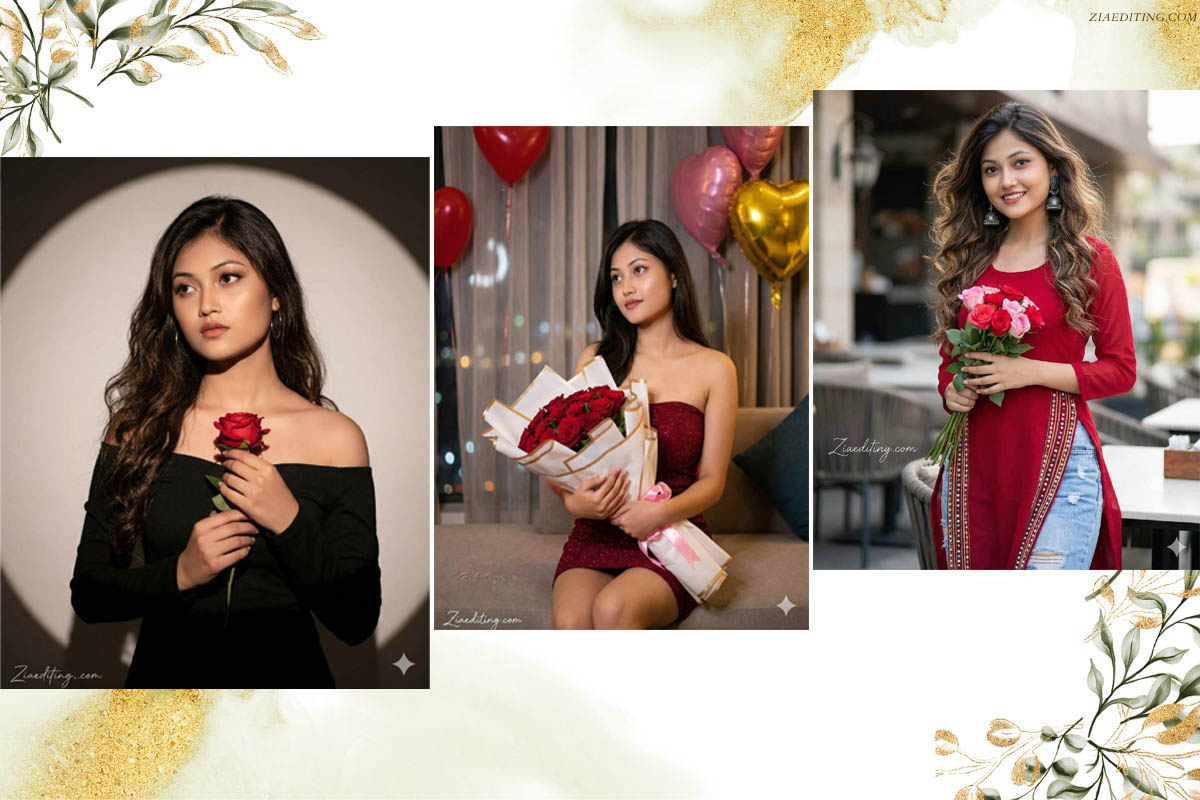 Girls with Rose Photo Editing AI Prompts