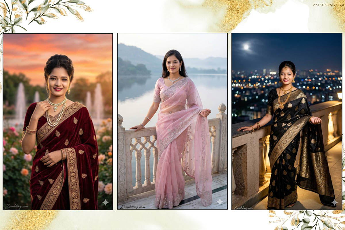 Modern Sharee Designs on Women With Gemini AI Prompts